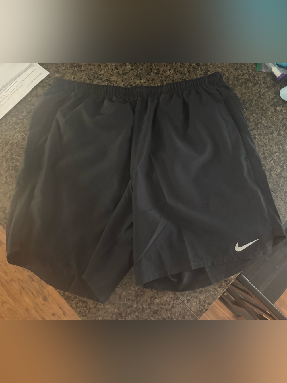 Nike Black Men's Athletic Shorts with White Swoosh